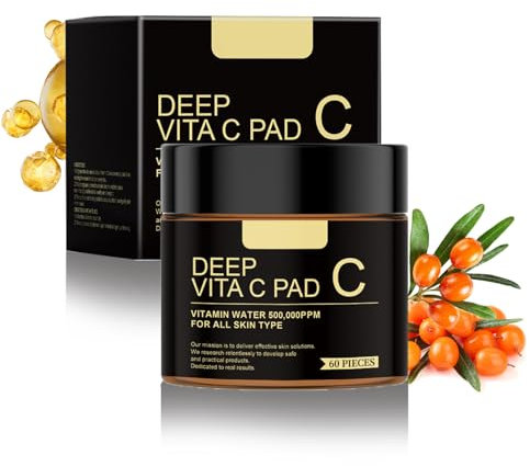 Vitamin C Brightening Pads 60 Count – Hydrating Moisturizing Spots Removing Cotton Pads, Exfoliating & Brightening Pads Face Cleansing Pads with Vitamin C for Glowing Skin (60Pcs, One Size)