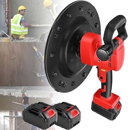 WANGYYDS Wall Straightener Machine,Electric Float Cement Mortar Polisher, Mortar Mixer With Stirring Rod, 6 Speeds Electric Plaster Mortar Cement Putty Trowel,15000mABatteries*2-Standard