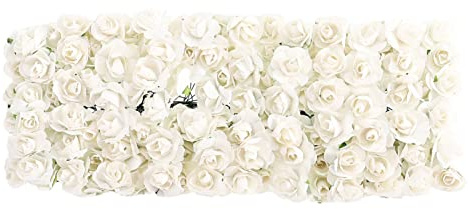 ULTECHNOVO 144pcs Miniature Paper Roses Easy to Use Small DIY Craft Flowers for Wedding Party Decorations and Fade Resistant Floral Accents White for Unique Home Decor