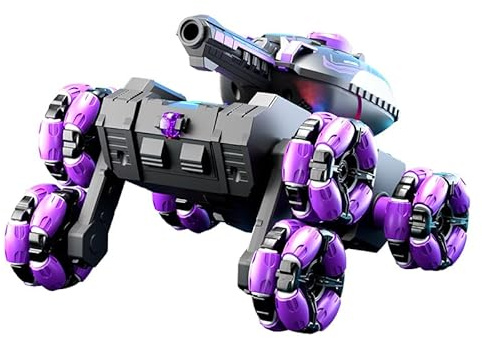 Aidodmom Tanques RC Coche Teledirigido Acrobacia Control Remoto 2.4Ghz Todoterreno RC Car 360° Rotación Juguetes de Modelos de Tanques Puede Disparar Canicas con Música Paras Adultos Niños Juguetes