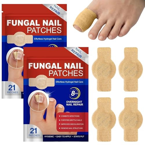 RVYEIOP 42 pcs Parches para Hongos en Las Uñas,Parches para el Tratamiento de Hongos en Las Uñas,Tratamiento y Reparación de Hongos en Las uñas de Los Pies,Multiusos para Reparar Uñas Dañadas.