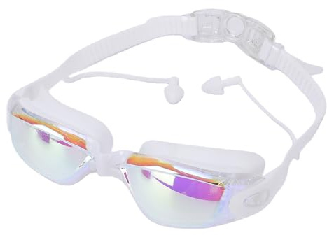 SPYMINNPOO Gafas de Natación Unisex para Adultos con Lentes Transparentes Antivaho y Diadema Ajustable para Hombres, Mujeres y jóvenes. (marco blanco)