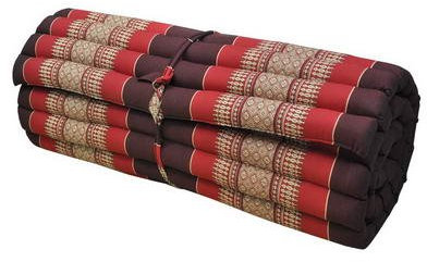 Wilai Kapok Thaikissen, Yogakissen, Massagekissen, Tantrakissen, Sitzkissen, Strandkissen, Meditationskissen - Rot/Weinrot (Rollmatte breit 75x5x180)