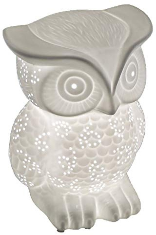 formano-uggla som dekorativ lampa, bordslampa, sänglampa, stämningslampa, porslinlampa, vit 25 cm