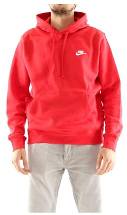 Nike Homme Sportswear Club Fleece Felpa Con Cappuccio, Rosso (University Red/University Red/White), L EU