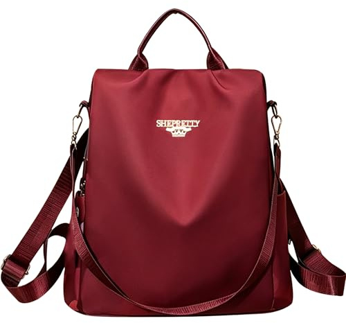 shepretty Zaino Donna antifurto Borsa Tracolla Zainetto Viaggio,8864-RD-3