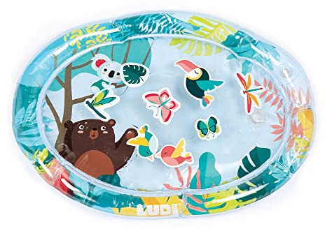 Ludi – Alfombra de Agua Selva – Gran Alfombra de Actividades sensoriales para Despertar al bebé – Desarrollar la motricidad – Animales flotadores Divertidos – A Partir de 10 Meses
