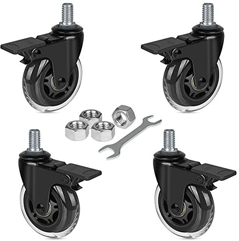 Hirate 4 Pack of 3 Swivel Stem Casters, American Size 1/2-13 Thread Heavy Duty Industrial Casters Loading 600Lbs with Hex Nuts for Shopping Carts, Hand Trolley, Tools, Movable Furniture