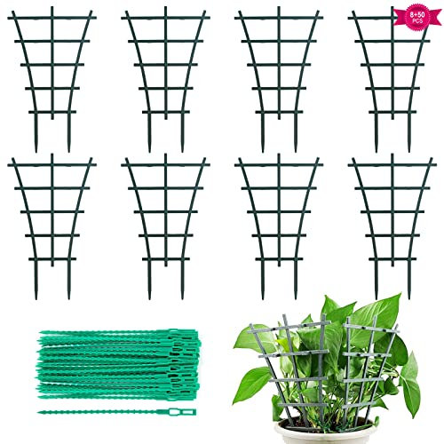 Bigxin 8 Pezzi Supporto per Piante Rampicanti da Giardino Telaio di Supporto per Piante con 50 Fascette per Piante Regolabili Supporto per Piante da Giardino per Piante Rampicanti e Viti