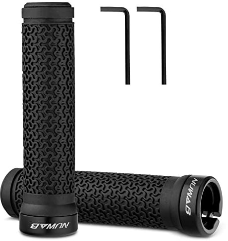 NUWAB Premium Bike Handlebar Grips, Professional Mountain Bicycle Grips with Soft Anti-Slip Rubber, Single Lock-on Bike Handlebar, 2PCS Allen Wrench Come With