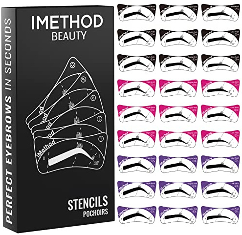 iMethod Eyebrow Stencils Eyebrows Shape Reusable - 27 Eyebrow Stencil Kit, Brow Stencils for Eyebrow Stamp, Eyebrow Shaping Kit, Eyebrow Stencil Kit for Beginners, Reusable & Flexible