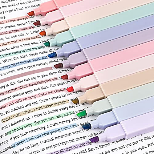 Textmarker Pastell 12 Stück, Highlighter Pen Marker Pastell Assorted Farben, Aesthetic Marker Stifte Textmarker Set, perfekt zum Hervorheben von Tagebuch oder Notizbuch in Schule, Büro