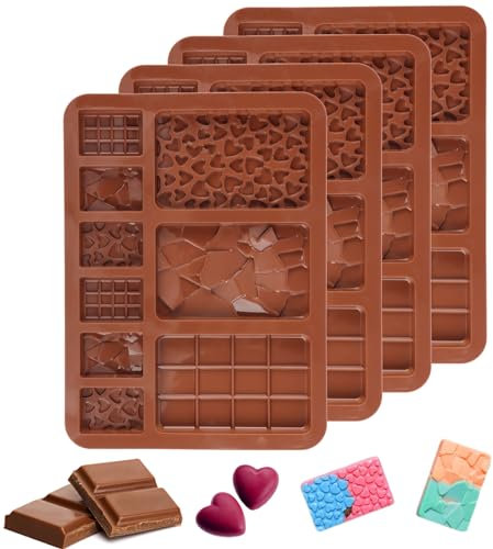 RUNEAY - Molde de silicona para chocolate (4 unidades, 4 unidades), diseño de bombones