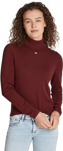 Tommy Jeans Pull Femme Essential Turtle Neck Pull à Col Roulé, Rouge (Deep Rouge), L