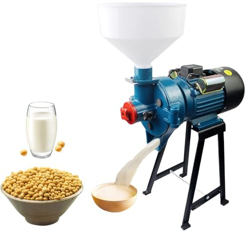 Treliamd Electric Grain Mill Grinder, 2200W 110V Dry & Wet Spice Grinder, Commercial Corn Mill with Funnel, Thickness Adjustable Powder Machine, Heavy Duty Feed Flour Cereal Mill Wheat Grinders