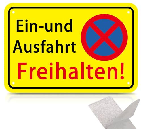 Einfahrt Ausfahrt Freihalten Schilder Metall Aluminium, 30X20 cm,Parken Verboten Schild Eingang Freihalten Auch Gegenüber, Warnschilder Verbotsschilder Zufahrt Freihalten