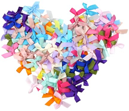 oupados 100 stycken flerfärgade bandrosetter mini satinband rosetter satinband mini hantverk rosetter för gör-det-själv hantverk presentförpackning hårnål bukett bröllop födelsedagspresent 2,5 × 4 cm
