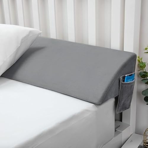 HNBCYRND Cuscino A Cuneo Per Letto Matrimoniale, Triangolare, Riempimento Dello Spazio Per Il Cuscino Con Zeppa Con Tasca Laterale, 99x25x15cm, Grigio