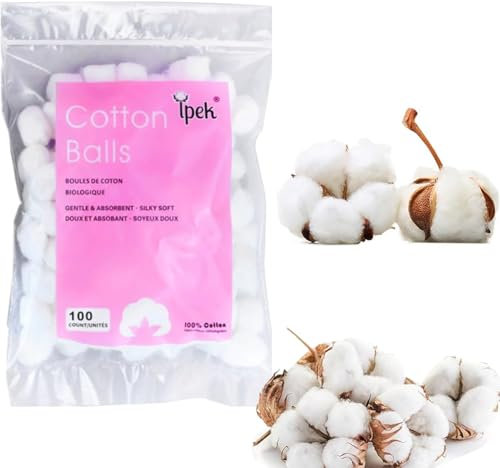 JOAAZAR Wattebällchen, Wattebausch für Schönheitssalon & Heimgebrauch (100 Stück, Klein, Natürlich, Abschminkend, Baumwolle, Rund, Wattepad)