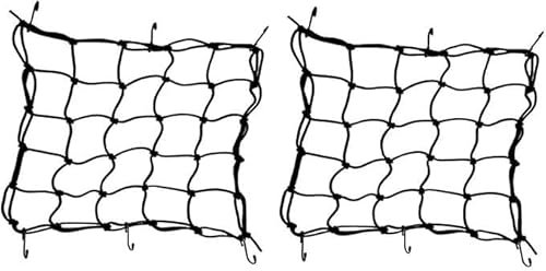 OUTLETISSIMO® Lot de 2 paquets filet araignée 40 cm élastique extensible 80 cm avec 6 crochets pour bagages porte-bagages grille de protection sécurité fixation casque porte-objets