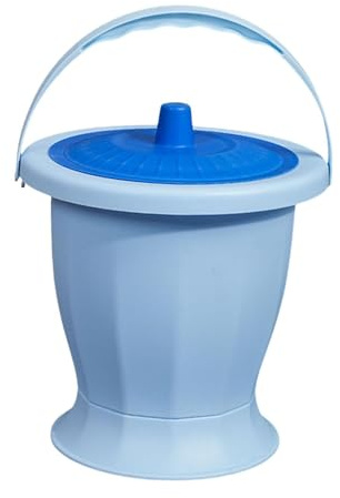 perfk Cubo con cámara de escupidera, jarra nocturna para urinario con tapa, orinal con cubo, botella para orinal para niños y adultos, Azul con Anillo