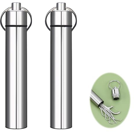 OWLMATE 4 Pièces Porte Cure Dent, Étanche Cure-Dent Portable avec Porte-Clés pour L'extérieur Voyage de Pique-Nique