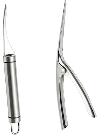 Cabilock Attrezzi per Pulizia Gamberi in Acciaio Inossidabile Pelapatate e Coltello per Gamberetti Ergonomico Utensile Pratico per Sgusciare e Tagliare Linea di Gamberi Adatto per Granchio