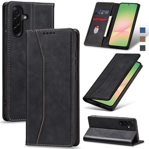 Jasonyu Coque pour Samsung Galaxy A56, Housse Etui en Cuir PU Portefeuille [Antichoc] [Magnétique] [Porte Cartes] [Stand Fonction] Flip Coque (Noir)