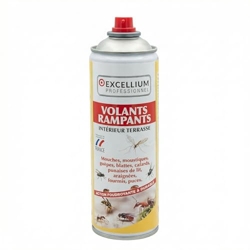 Aérosol Insecticide Volants et Rampants 500ml EXCELLIUM PROFESSIONNEL | Volants et rampants · Double action rémanente · Prêt à l'emploi · Usage intérieur · 500 ml