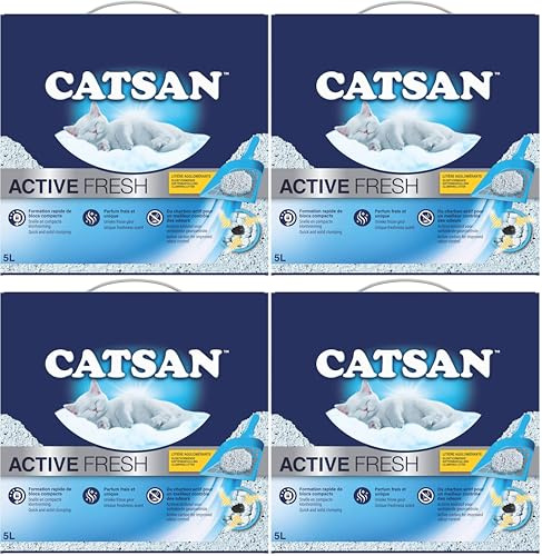 Catsan Active Fresh - Litière Minérale Agglomérante pour Chat 5 L (Lot de 4)