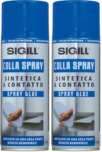 SIGILL, Colla Spray, Adesivo di Contatto Spray Universale e Particolarmente Indicato per l'Incollaggio di Materiali Plastici, Cartacei, Facile da Applicare, per Superfici Rigide e Flessibili, 400 ml
