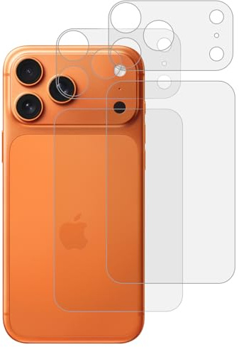 Coiwxmoi Matt Bakskyddsfilm för iPhone 17 Pro 6,3, 2+2 stycken Bakskydd och Kameraplattformskydd, Mjuk PET-film Anti-krasch Genomskinlig Hydrogel Bakre Skärmskydd