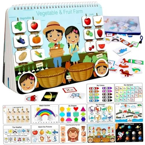 Livre occupé pour Enfants | Livre occupé préscolaire pour Les Tout-Petits, Apprentissage éducatif, activités interactives pour Tout-Petits, Autocollant réutilisable pour Les - de 1 à 3 Ans