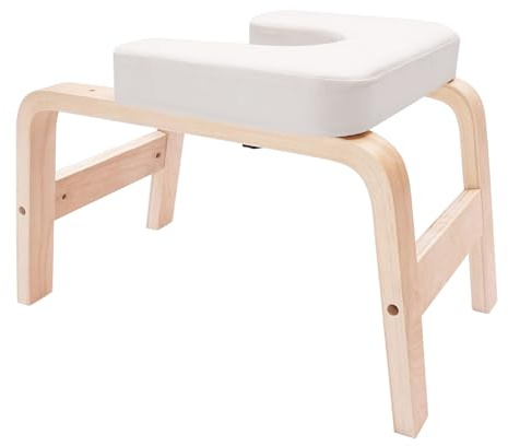 Panca Yoga Testa 200 kg, Sgabello Inversione con Cuscino Comodo, Sedia Meditazione per Postura sulla Testa, Esercizi Fitness addominali, Legno Bianco Moderno, Per Principiante Casa Palestra, 64 x 36 x