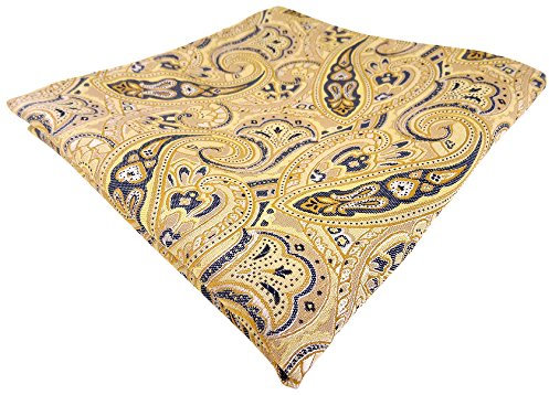 TigerTie - Herren Designer Einstecktuch in gelb gold beige sandgelb anthrazit Paisley gemustert