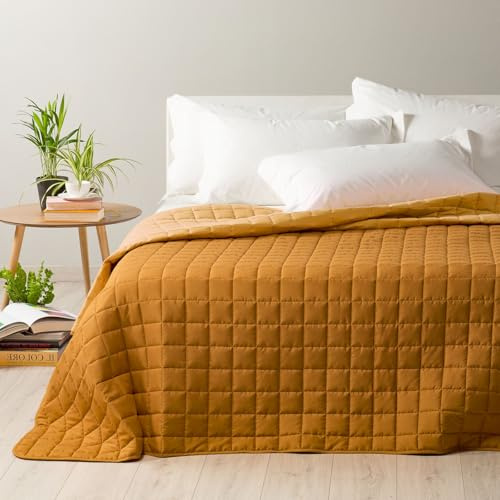 Caleffi - Copriletto-trapuntato Modern Tinta Unita Matrimoniale Oro