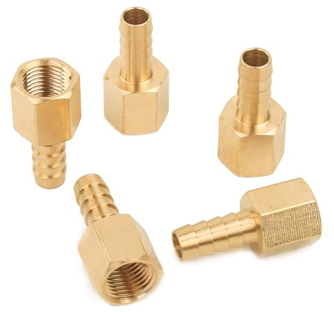 LTWFITTING Mässing BSP-Koppling/Adapter 1/4-Inch Hona BSPP x 5/16-Inch(8mm st) Slang Hulling för Bränsle, Gas och Vatten (5 st)