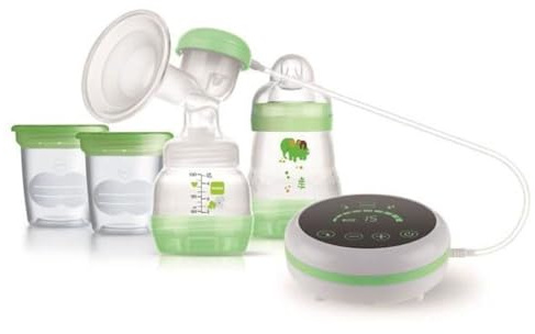 MAM | Tire-lait électrique et manuel – Tire-lait 2 en 1 avec 9 niveaux d’intensité et 5 heures d’autonomie – 2 biberons Easy Start anti-colique et 2 pots de conservation inclus