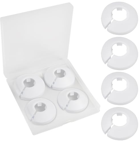 MroMax Fit 1,6 cm ytterdiameter fläns vattenrör skydd dekoration vit rörskydd radiator PP-plast 16 mm vapenskalskrage för vägg rör tub dekoration 4 st