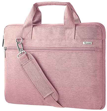 Voova Borsa da Donna porta PC Laptop Computer Notebook Portatile 14 15.6 16 pollici Protezione 360° con Tracolla Maniglia, Rosa