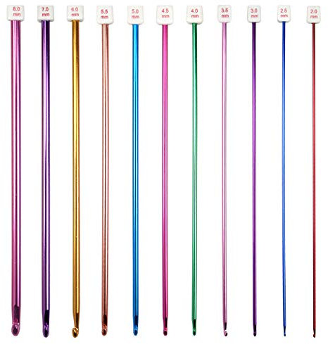 HQdeal Häkelhaken Set,Multicolor Aluminium Häkelnadel Set Lange Häkelnadel Tunesische Häkelnadel Häkeln Stricken Nadeln Kit Haushalt Werkzeug für Anfänger Oder Profis Einfaches Tragen und Benutzen