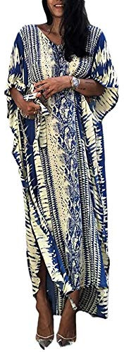 Orshoy Abito da Donna in Cotone Caftano Maxi da Spiaggia Copricostume Bikini Abbigliamento da Spiaggia Caftani turchi Costume da Bagno Lungo Bikini Oversize Allentato Abito Lungo