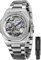 Tiong Silberne Schwarze mechanische Herren-Uhr-Mode-automatische Herren-Uhr-Edelstahl-wasserdichte Geschäfts-Skelett-Uhr