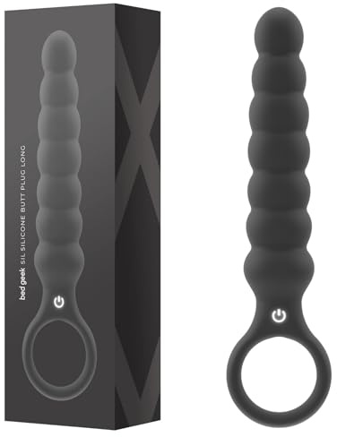 bed geek - Plug Anal Vibrador de Silicona - Varilla de Placer de Silicona para Adultos - 20 Sensacionales Ajustes de Vibración - Dispositivo Estriado con Protuberancias y Bultos