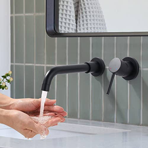 iVIGA Waschtischarmatur, 360° schwenkbar Wasserhahn Bad Unterputz Armatur Waschbecken aus Kupfer mit M24 Perlator wassersparend, schwarz