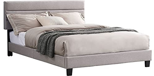 CARO-Möbel Polsterbett Clifton 140x200 cm, Bett Stoff Bezug in grau, Einzelbett im skandinavischen Stil, bequemes gepolstertes Bett, Jugendbett inkl. Lattenrost