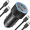 Zigarettenanzünder USB C Auto Ladegerät 60W, Dual PD Kfz Ladegerät USB C Autoladegerät USB Zigarettenanzünder Adapter Auto USB Adapter mit 2x Ladekabel für Samsung Galaxy S23/S22/S21,iPhone 15 Pro Max