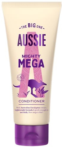 Aussie Mighty Mega Conditioner, Lightweight & Gentle Vegan Formula, Daily Dose of Dazzle For Super Soft & Shiny Hair, With Eucalyptus Extract, Cruelty Free, Recyclable Bottle, 350ml