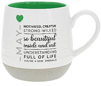 Pavilion Gift Company - May 17 oz. Mug, Astrology gifts, Stoneware Ceramic Coffee Mug with Astrological Sign, Green