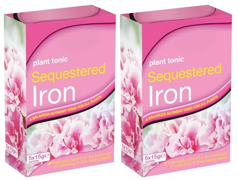 Sequestered Iron Plant Tonic 10x15gm – balanced tonic is particularly beneficial for lime-hating plants, addressing issues such as yellowing and iron deficiency.